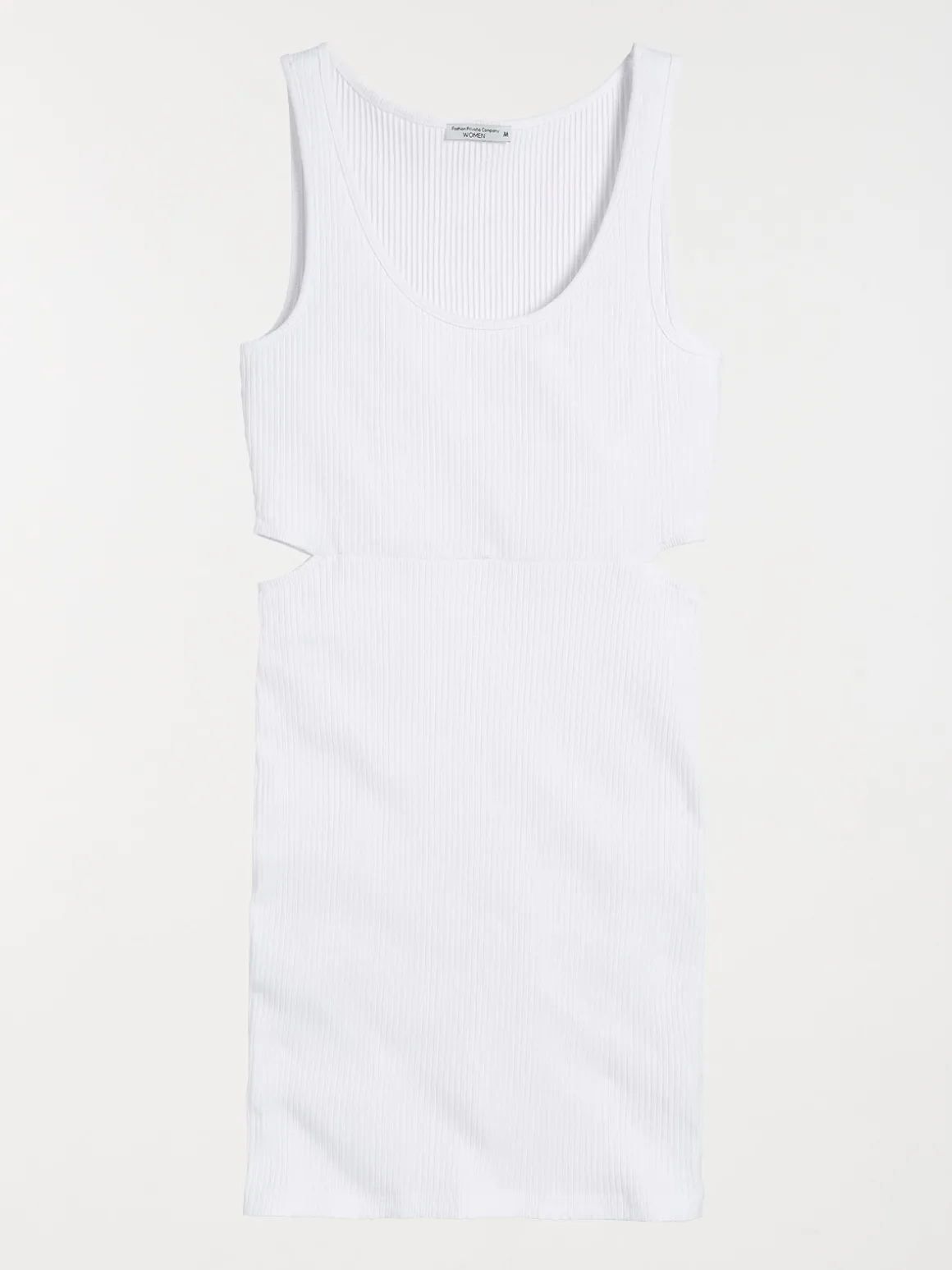 Robe côtelée coloris blanc femme