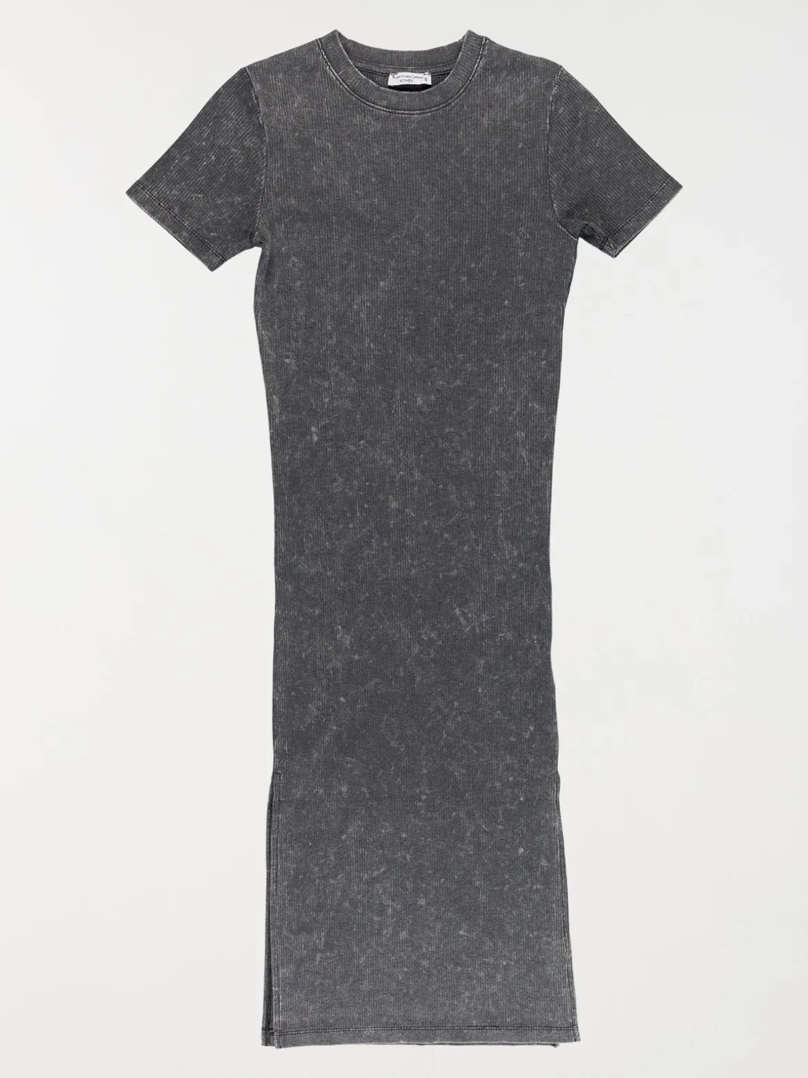 Robe côtelée overdyed noir femme