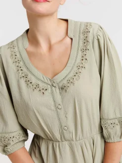 Robe détail broderie anglaise femme