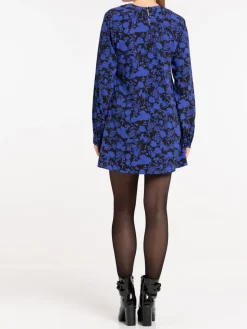 Robe fleurie bleu électrique femme