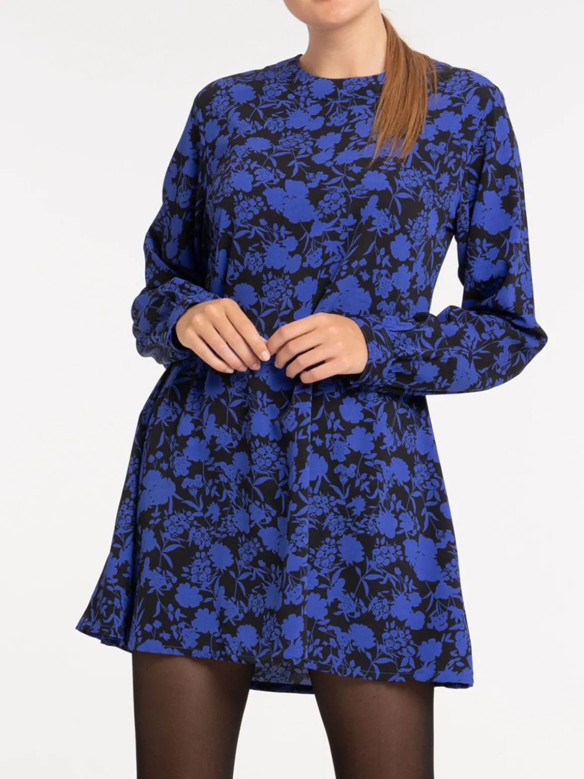 Robe fleurie bleu électrique femme