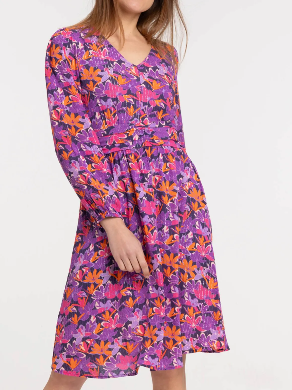 Robe fleurie col V femme