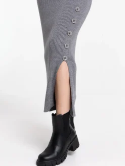 Robe longue anthracite chiné femme