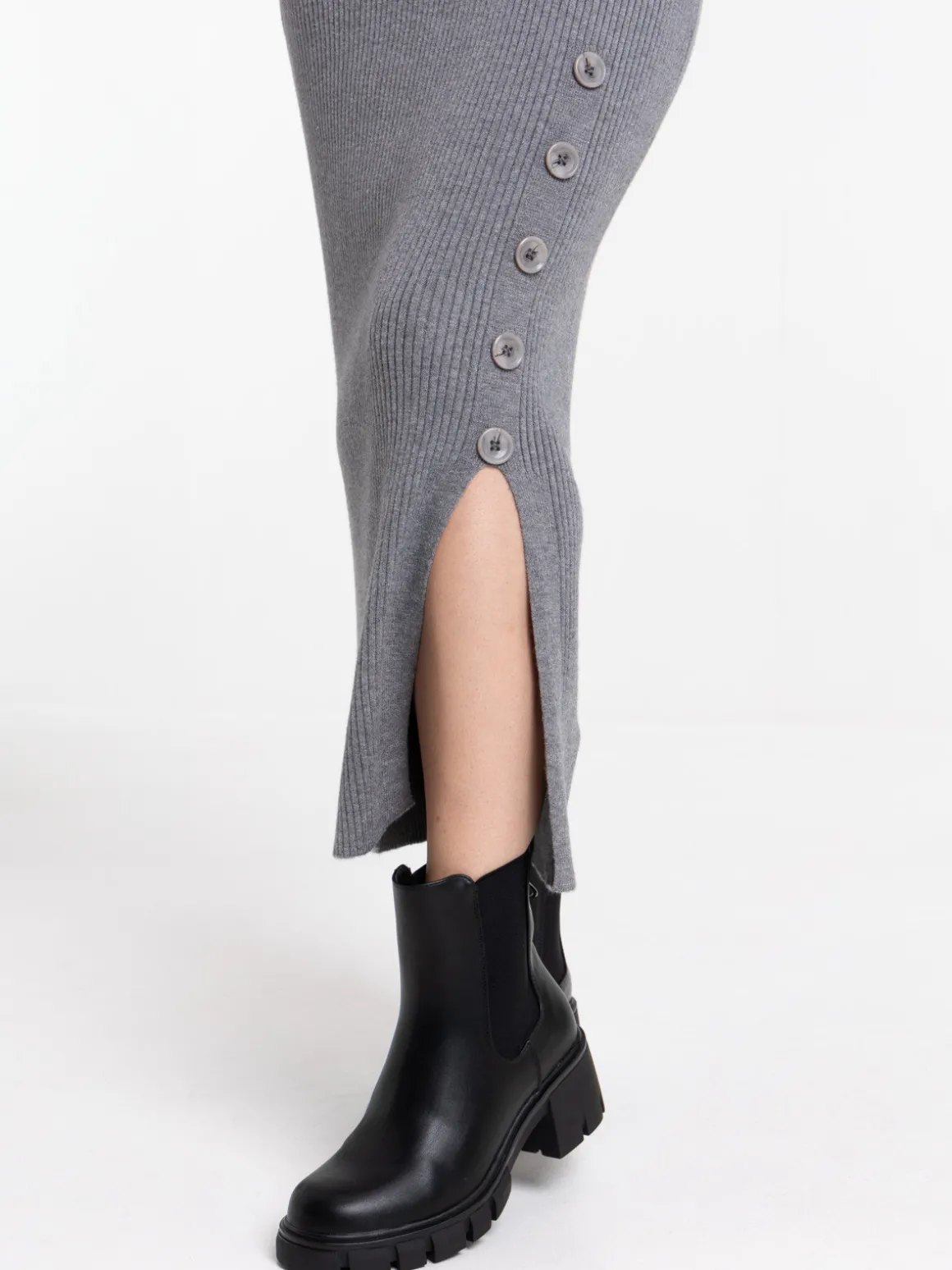 Robe longue anthracite chiné femme
