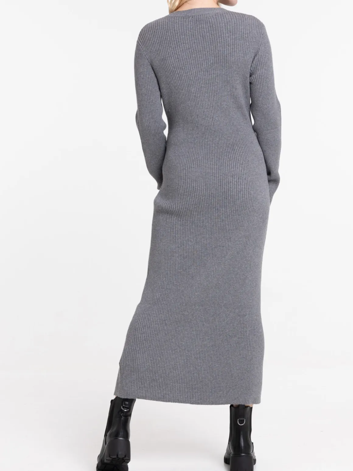 Robe longue anthracite chiné femme