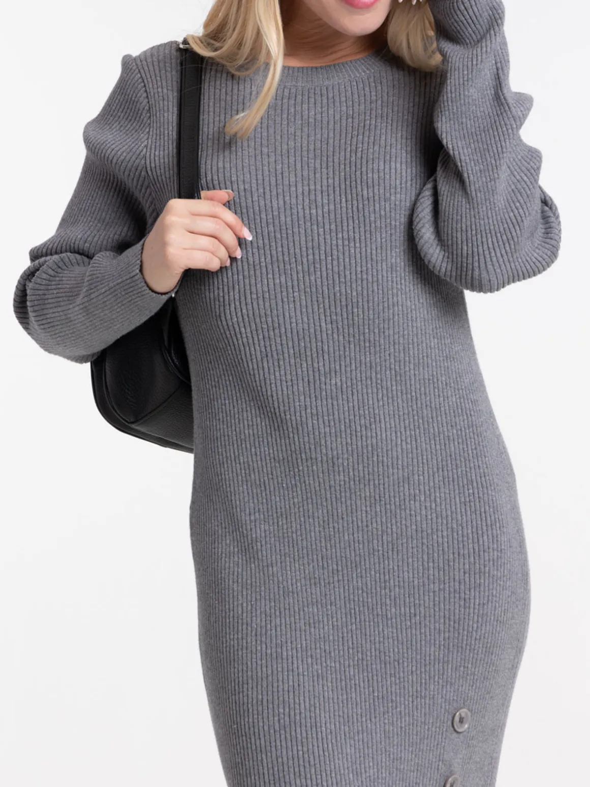 Robe longue anthracite chiné femme