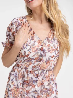 Robe longue imprimée fleurie femme