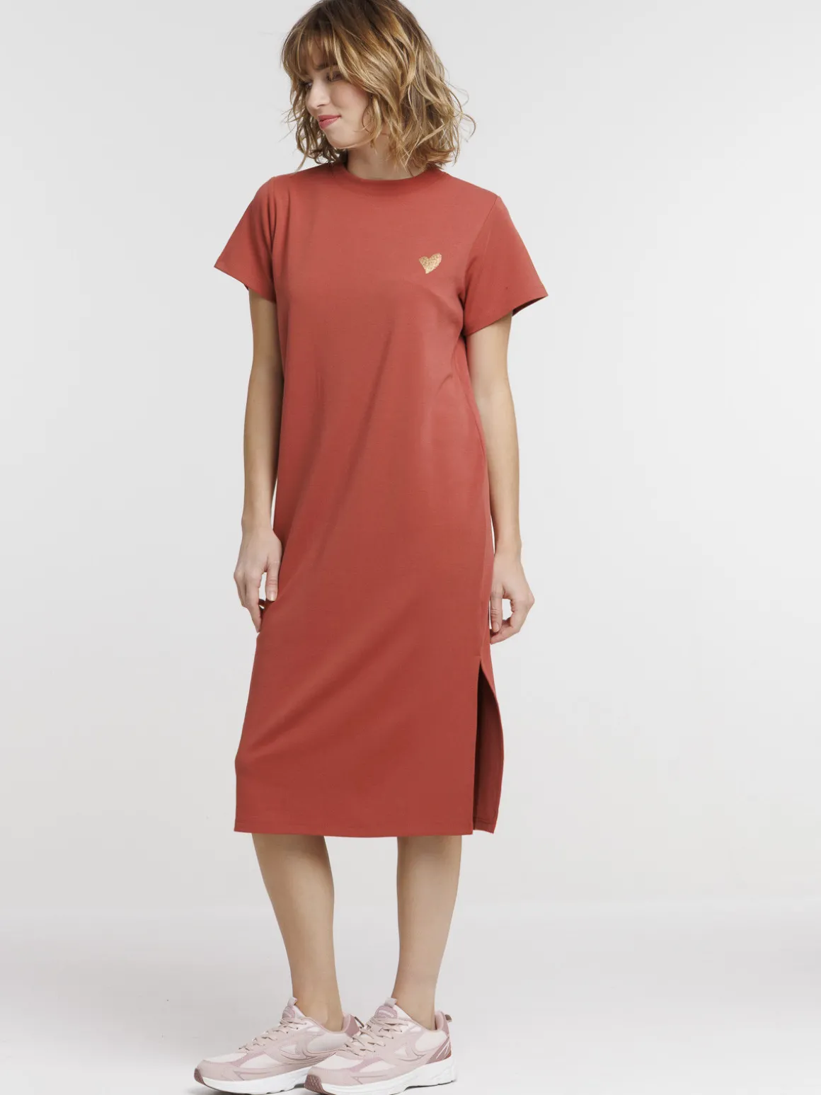 Robe longue motif coeur doré femme