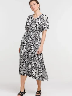 Robe longue motif floral femme
