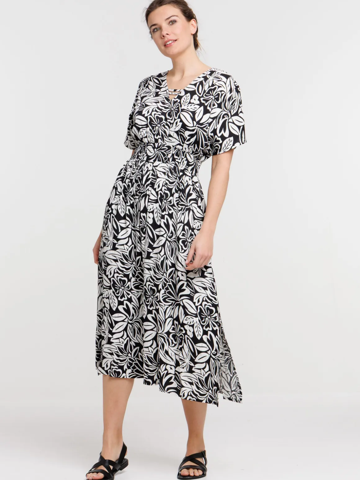 Robe longue motif floral femme