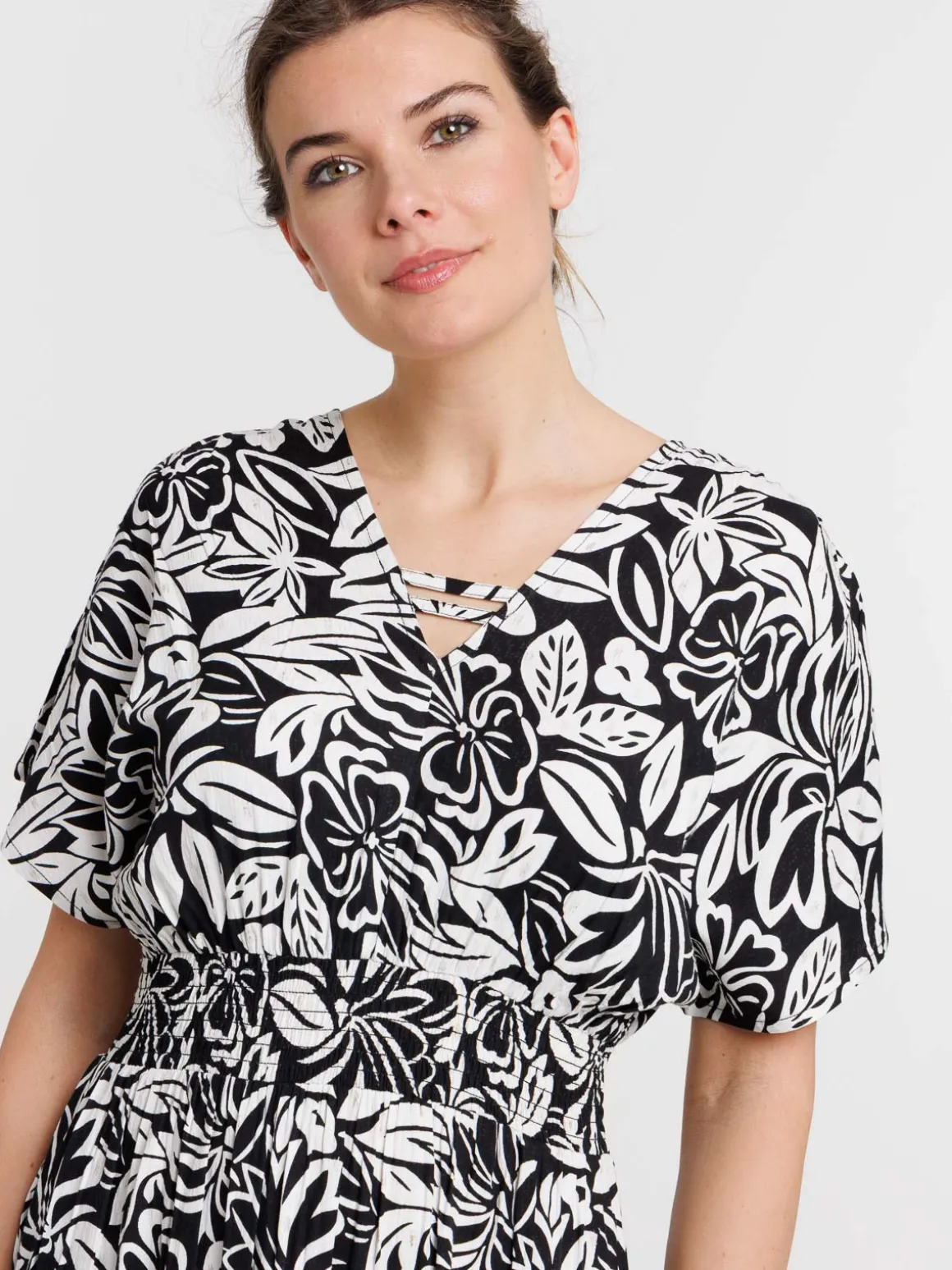 Robe longue motif floral femme