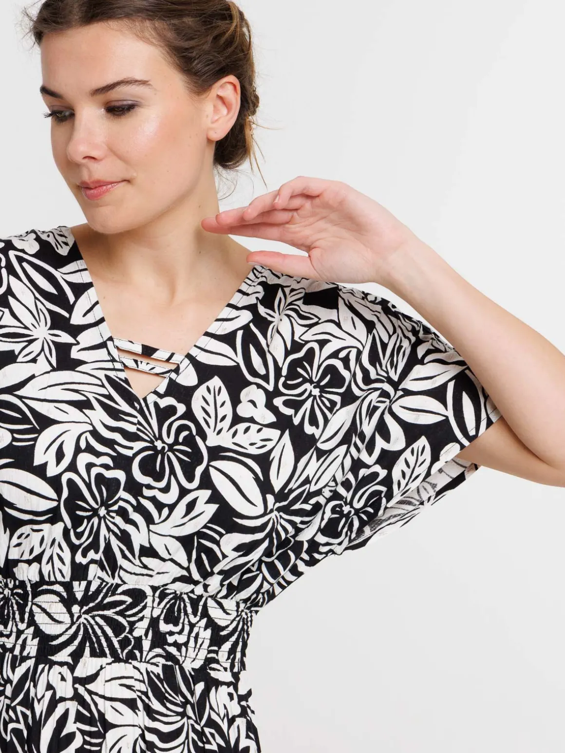 Robe longue motif floral femme