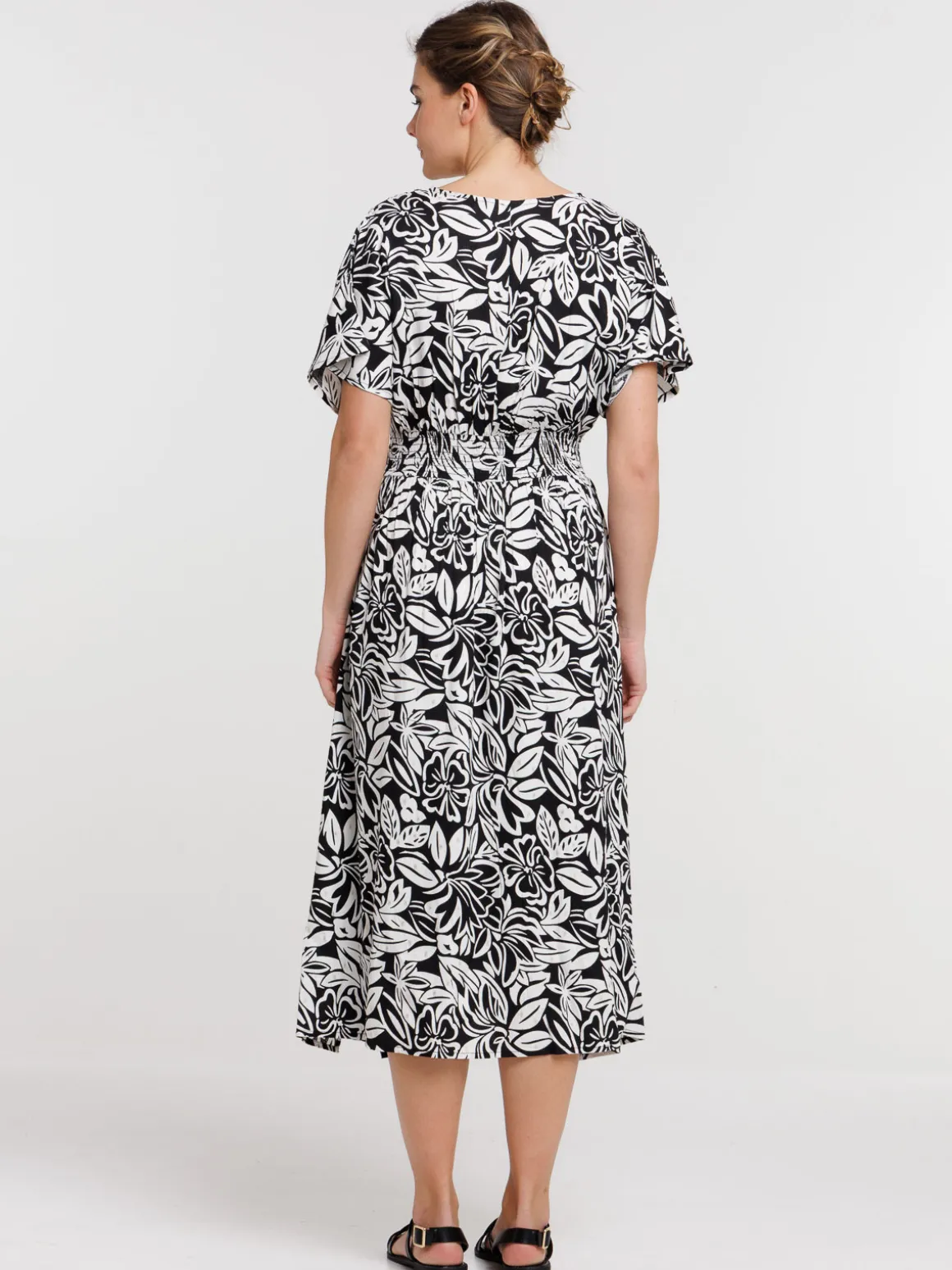 Robe longue motif floral femme