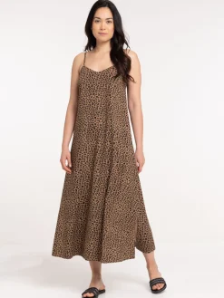 Robe longue satinée léopard femme