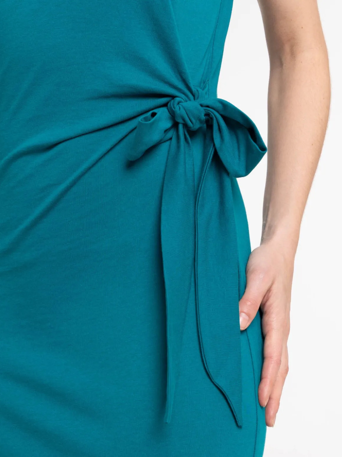 Robe nouée coloris émeraude femme