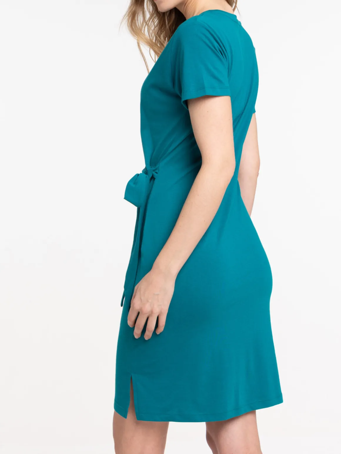 Robe nouée coloris émeraude femme