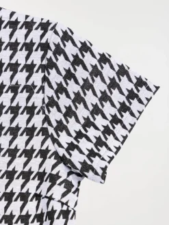 Robe pied de poule noir fille (XXS-M)