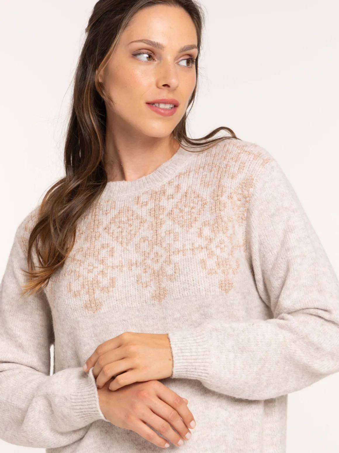 Robe pull beige rosé femme