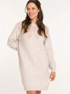 Robe pull beige rosé femme