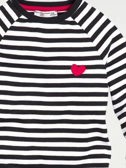 Robe rayée coeur brodé fille (3-12A)