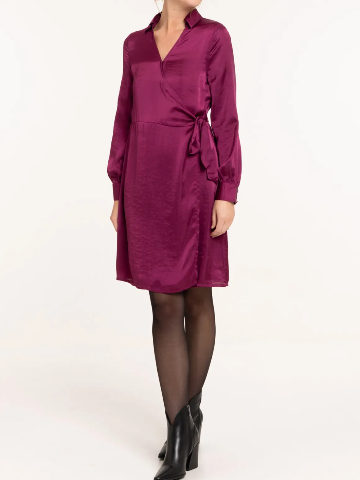Robe satinée dark raisin femme