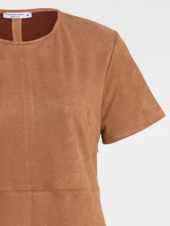 Robe suédine camel grande taille femme