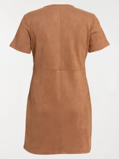 Robe suédine camel grande taille femme