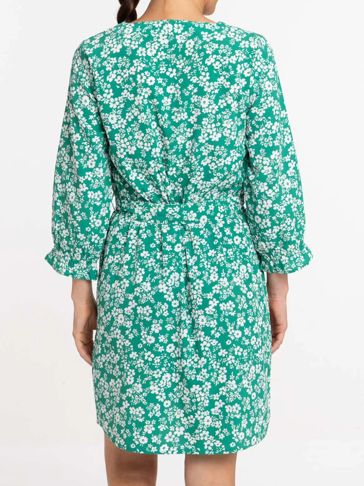 Robe vert bosphore imprimé fleuri femme