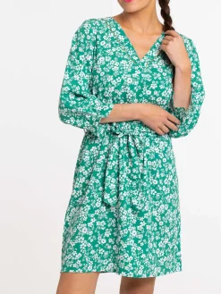 Robe vert bosphore imprimé fleuri femme