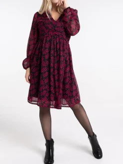 Robe voile fleuri col V femme
