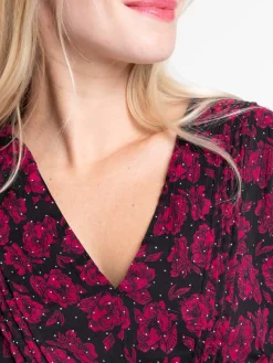 Robe voile fleuri col V femme