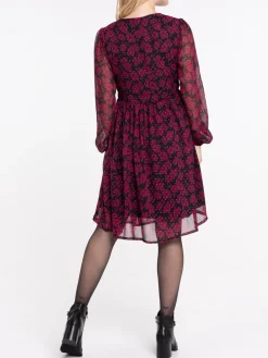Robe voile fleuri col V femme