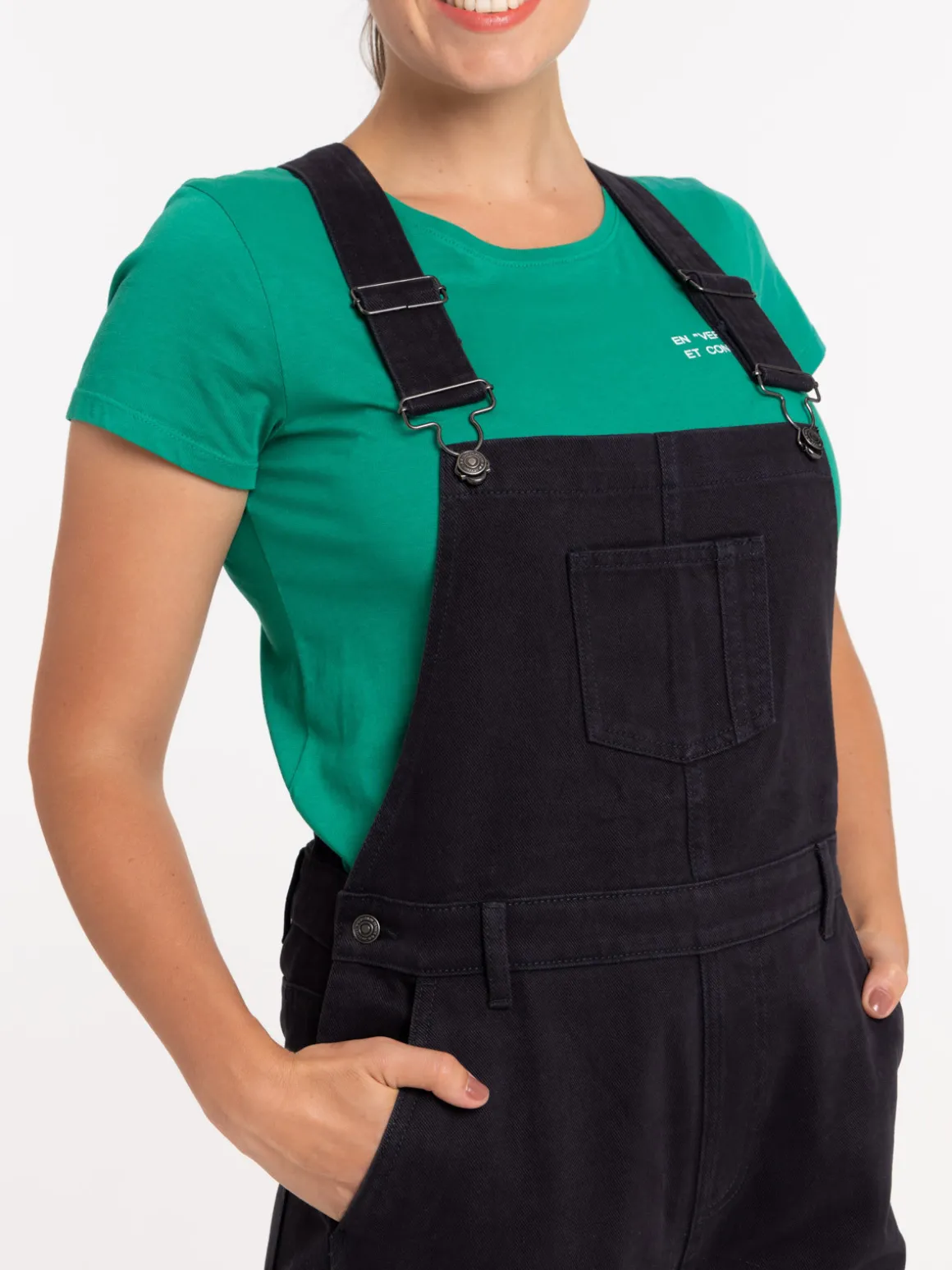 Salopette denim noire femme