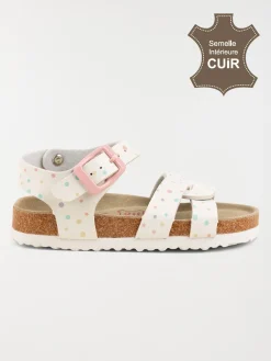 Sandale blanche à pois fille (25-30)
