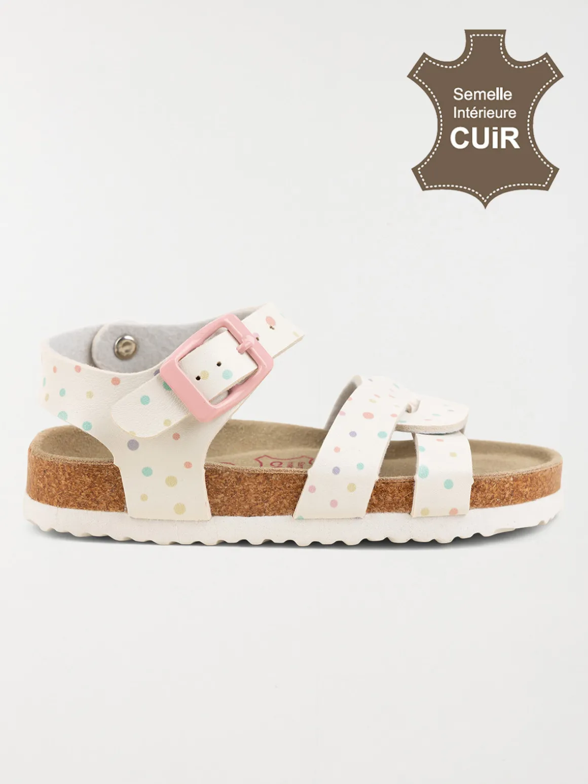 Sandale blanche à pois fille (25-30)