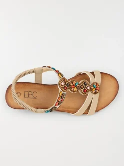 Sandale compensée perles femme (36-41)