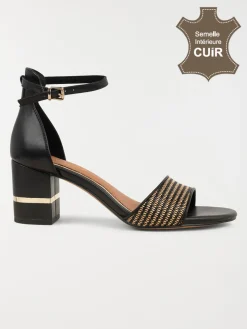 Sandale noire à talon femme (36-41)
