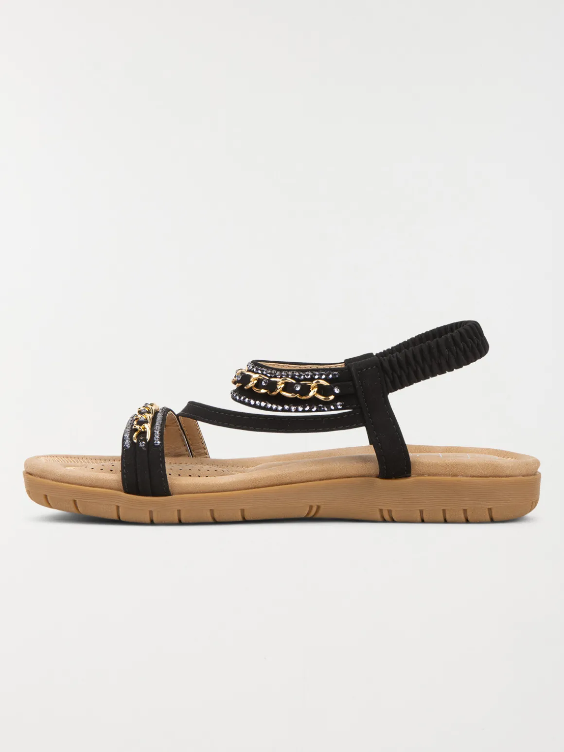 Sandale plate strass femme noir (36-41)