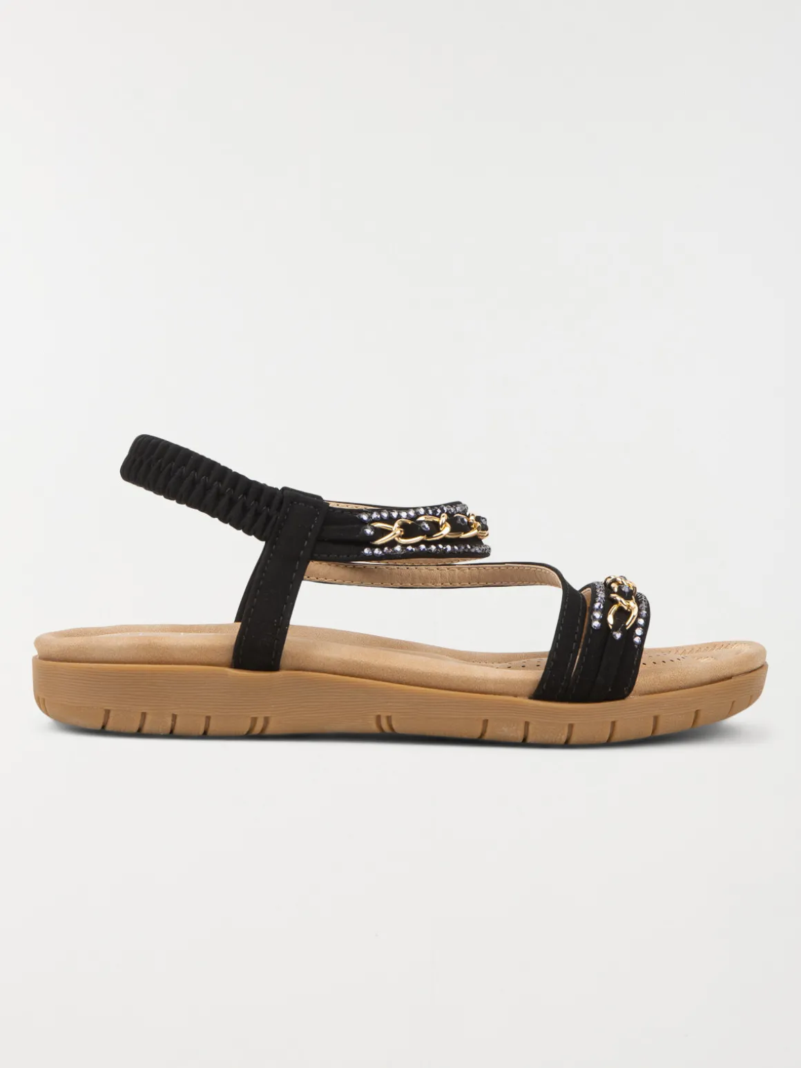 Sandale plate strass femme noir (36-41)