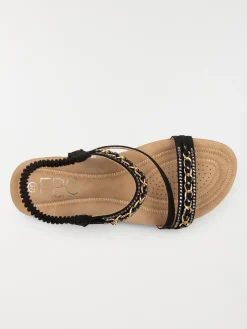 Sandale plate strass femme noir (36-41)