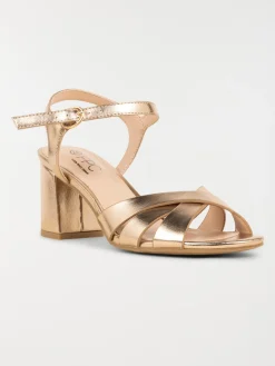 Sandale rose dorée à talon femme (36-41)