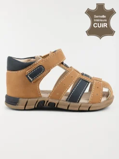 Sandales à scratchs camel garçon (20-23)