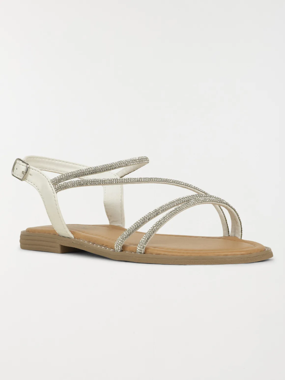 Sandales blanches strass femme (36-41)