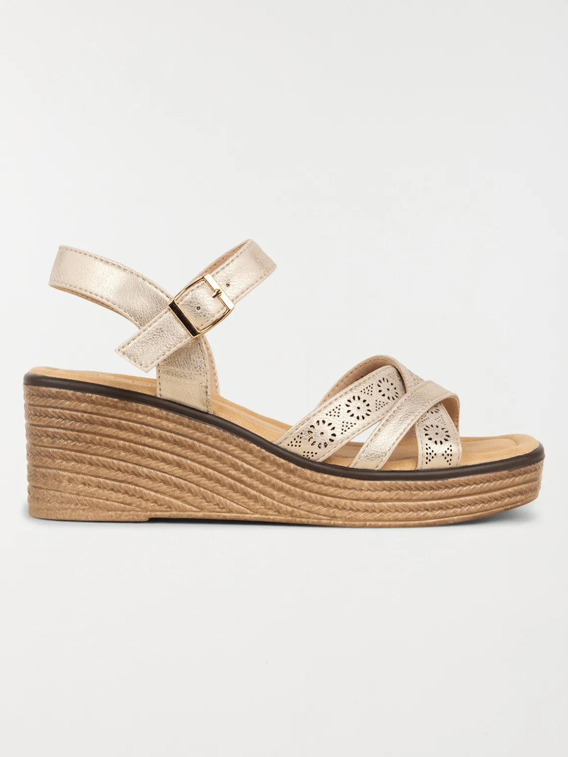 Sandales compensées dorées femme (36-41)
