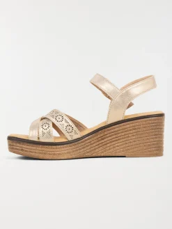 Sandales compensées dorées femme (36-41)