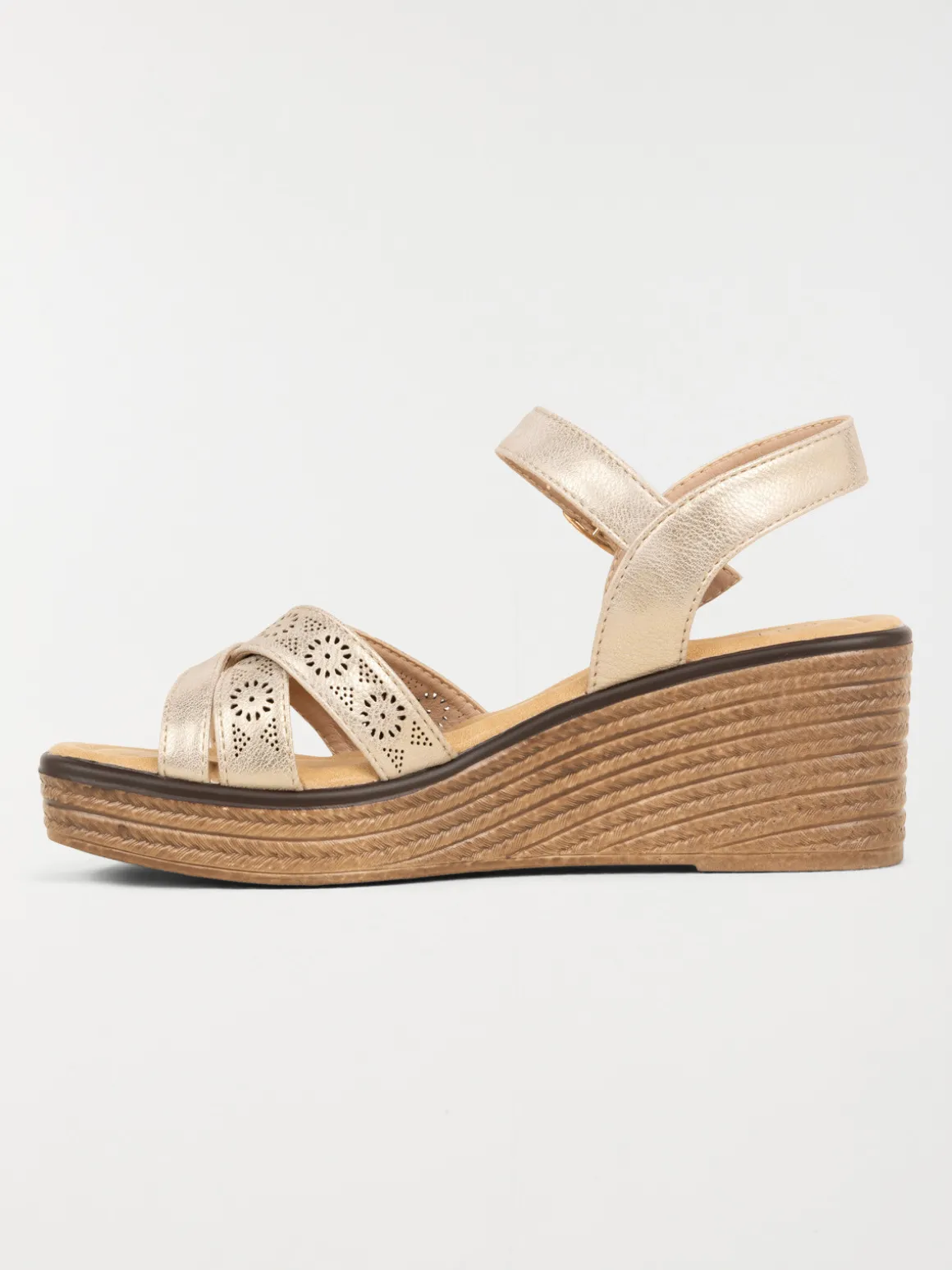 Sandales compensées dorées femme (36-41)