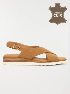 Sandales compensées femme tan (36-41)