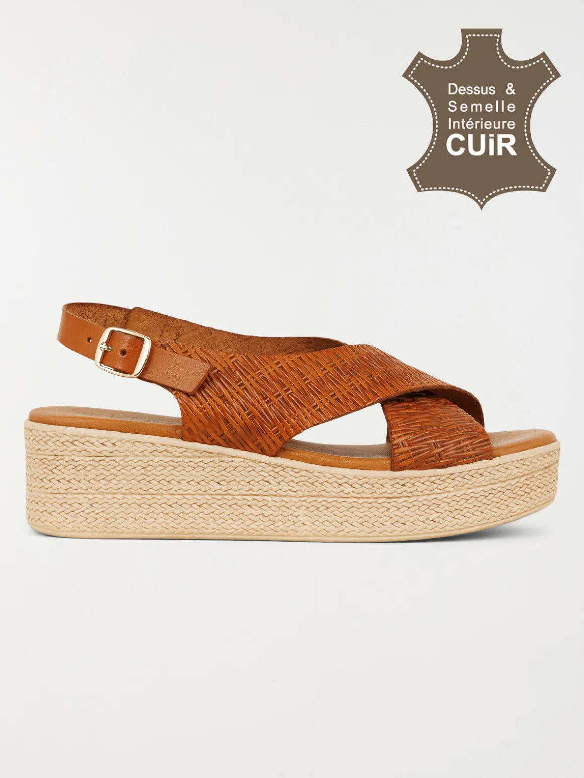 Sandales compensées marron femme (36-41)