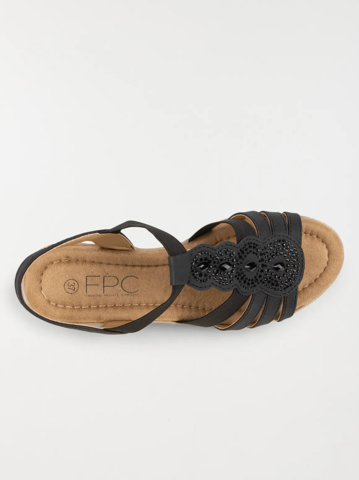 Sandales compensées noires femme (36-41)