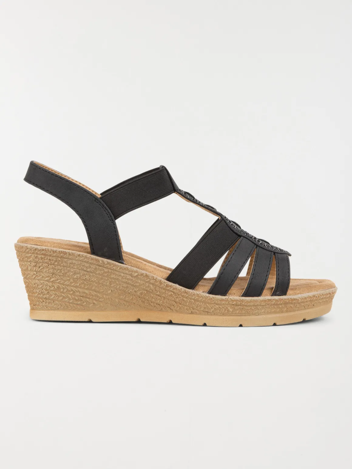 Sandales compensées noires femme (36-41)